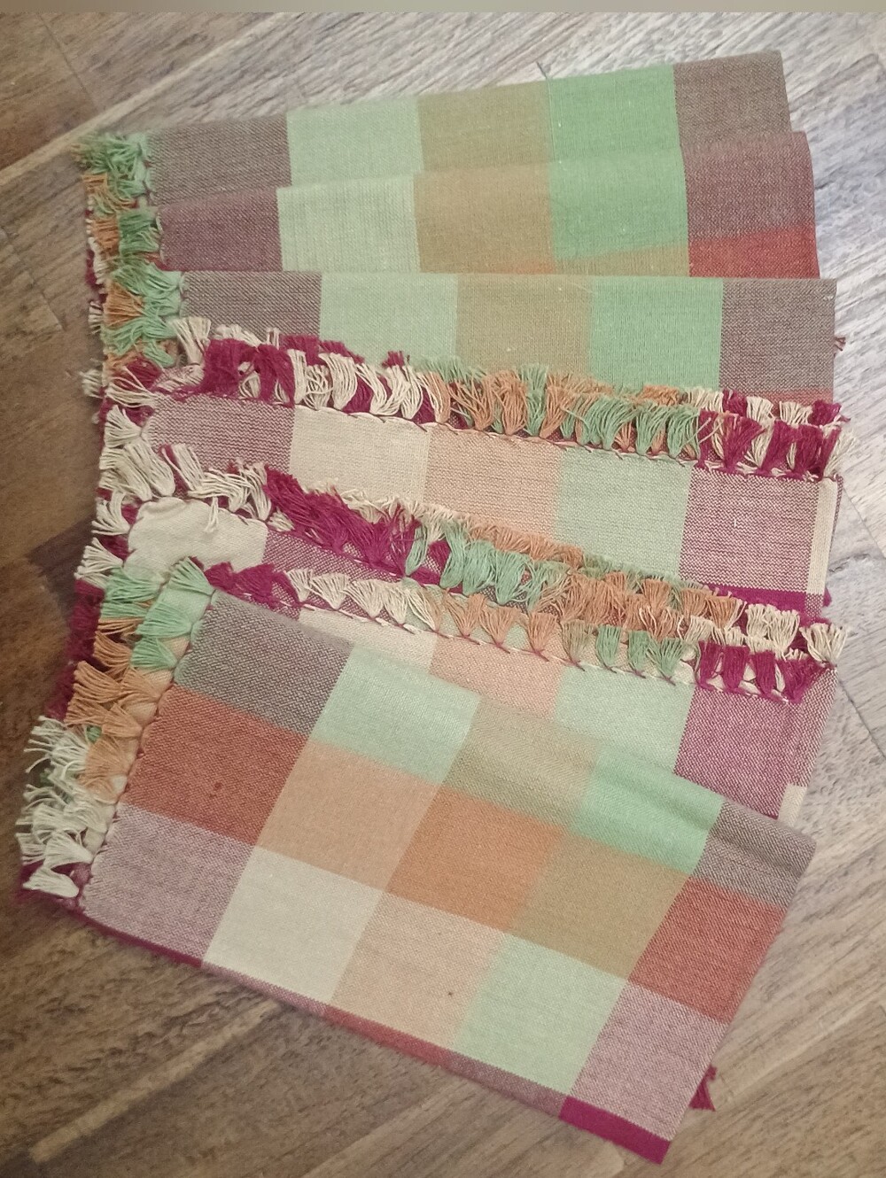 Park B. Smith Potpourri Block Tuscany Napkins Set of 6 100% Cotton Plaid NWT